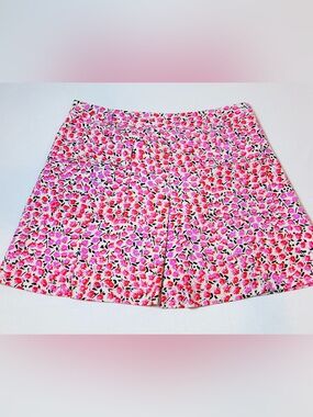 Fate 100% Cotton Red & Pink Floral High Waisted Front Pockets Mini Skirt Small